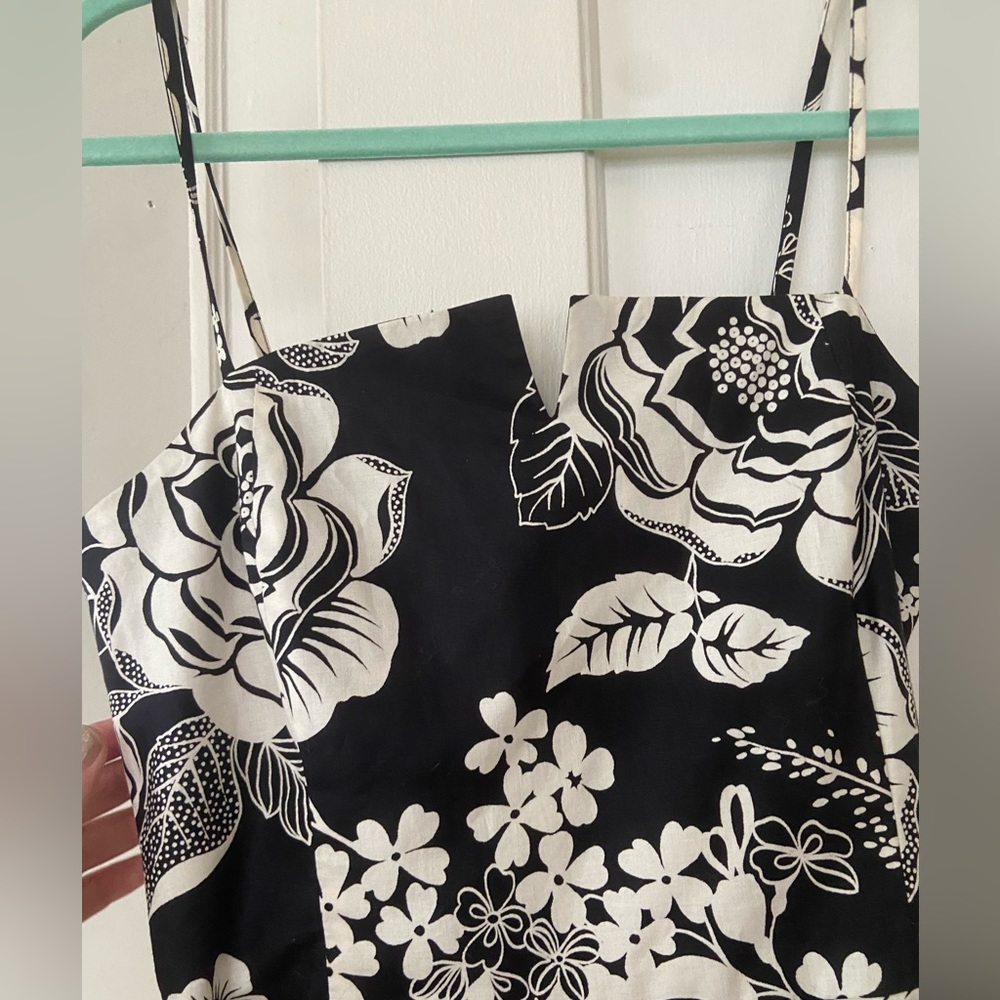 Top shop black and whit belted floral dress size 8 - Picture 3 of 6